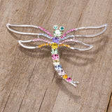 Multicolor Dragonfly Brooch With Crystals
