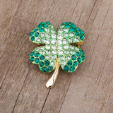 Shamrock Brooch With Crystals