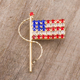 Avera - USA Flag Brooch With Crystals - One Size - Red