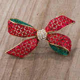 Avera - Bow Brooch With Crystals - One Size - Red