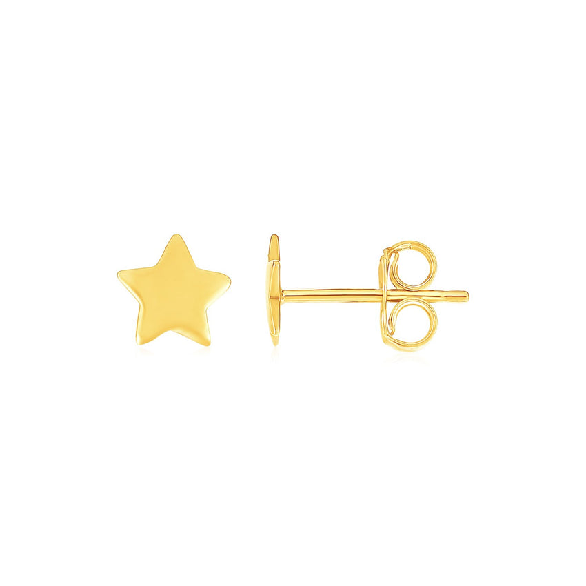 14k Yellow Gold Post Earrings with Stars