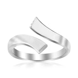 RCJ - Sterling Silver Rhodium Plated Overlap Style Polished Toe Ring - One Size - Silver