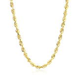 4.0mm 10k Yellow Gold Solid Diamond Cut Rope Chain