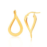 10k Yellow Gold Flat Polished Twisted Hoop Earrings