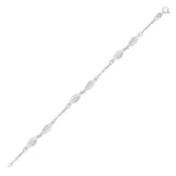 RCJ - 14k White Gold Filigree Marquise Stationed Anklet - 10 - Silver