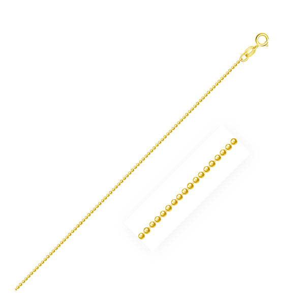 14k Yellow Gold Diamond-Cut Bead Chain 1.0 mm