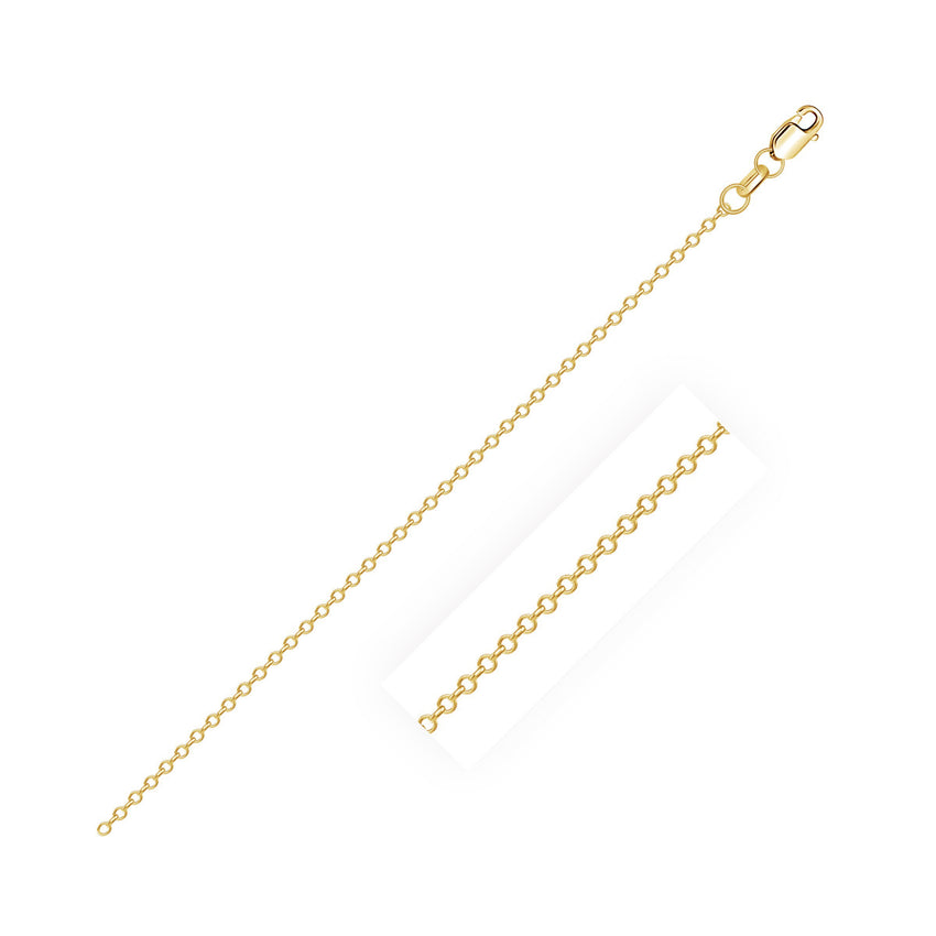 14k Yellow Gold Diamond Cut Cable Link Chain 0.8 mm