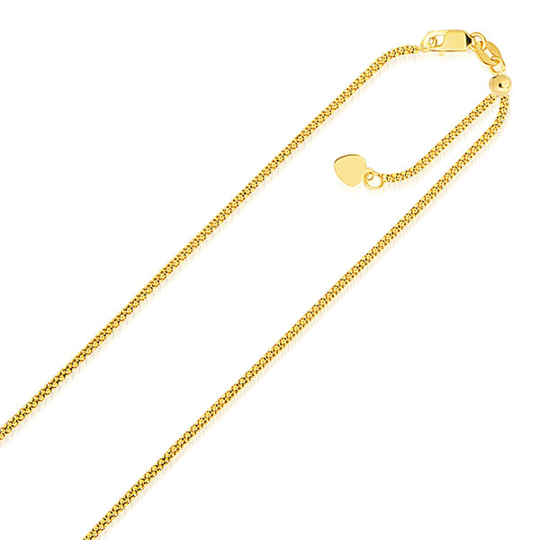 14k Yellow Gold Adjustable Popcorn Chain 1.3mm