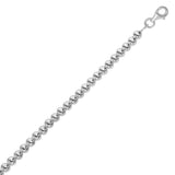 RCJ - Sterling Silver Rhodium Plated Bracelet with a Polished Bead Motif (8mm) - 7.5 - Silver
