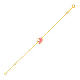 RCJ - 14k Yellow Gold 5 1/2 inch Childrens Bracelet with Enameled Elephant - 5.5 - Gold