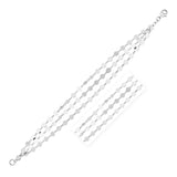 RCJ - Sterling Silver Three Strand Mirror Link Bracelet - Silver