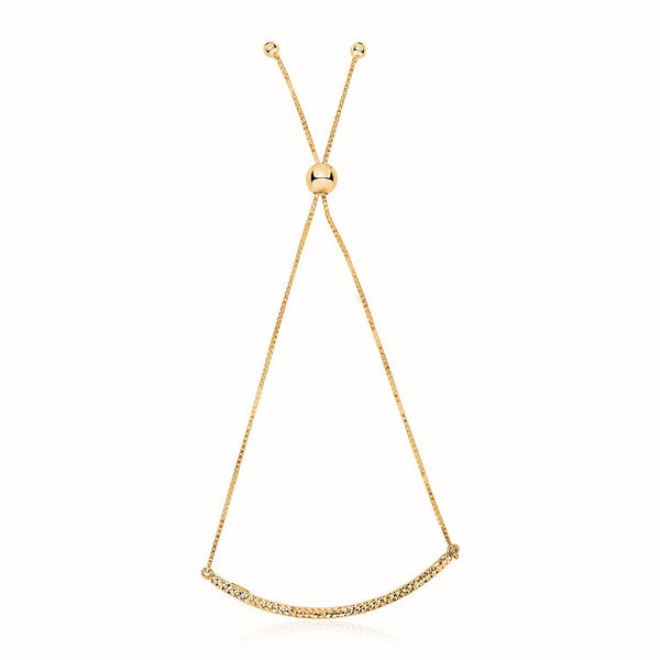 14k Yellow Gold Chain Bar Lariat Style Bracelet