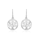 RCJ - Sterling Silver Round Tree of Life Earrings - One Size - Silver