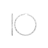 RCJ - Sterling Silver Large Hoop Earrings with Hammered Texture - One Size - Silver
