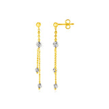 RCJ - 14k Two Tone Drop Earrings with Textured Beads - One Size - Gold