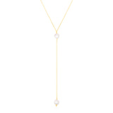 14k Yellow Gold Lariat Necklace with Pearls