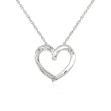 RCJ - Open Heart Pendant with Diamonds in Sterling Silver - 18 - Silver