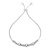 RCJ - Adjustable Matte and Textured Bead Bracelet in Sterling Silver - 9.25 - Silver
