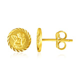 RCJ - 14k Yellow Gold Round Angel Post Earrings - One Size - Gold