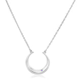 RCJ - Sterling Silver 18 inch Moon Motif Necklace with Diamond - 18 - Silver