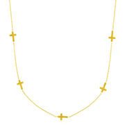 14k Yellow Gold Chain Necklace with Cross Stations