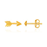 RCJ - 14k Yellow Gold Single Post Earring with Textured Arrow - One Size - Gold