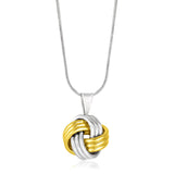 RCJ - 14k Yellow Gold & Sterling Silver Pendant in a Ridge Texture Love Knot Style - 18 - Gold