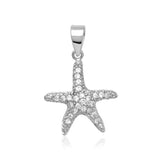 RCJ - Sterling Silver Petite Starfish Pendant with Cubic Zirconias - One Size - Silver