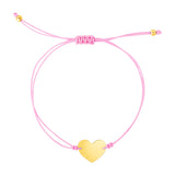 RCJ - 9 1/4 inch Pink Cord Adjustable Bracelet with 14k yellow Gold Heart - 9.25 - Gold