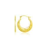 RCJ - 10k Yellow Gold Graduated Textured Hoop Earrings - One Size - Gold