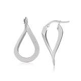 RCJ - 10k White Gold Twisted Freeform Hoop Earrings - One Size - Silver