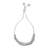RCJ - Adjustable Multi-Strand Chain and Bead Bracelet in Sterling Silver - 9.25 - Silver