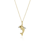 RCJ - 14k Two-Toned Yellow and White Gold Reversible Dolphin Pendant - 18 - Gold