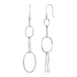 RCJ - Sterling Silver Textured Interlocking Oval Dangle Earrings - One Size - Silver