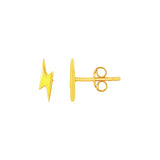 RCJ - 14k Yellow Gold and Enamel Yellow Lightning Bolt Stud Earrings - One Size - Gold