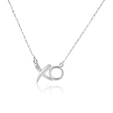 RCJ - Sterling Silver 18 inch Necklace with XO Pendant with Diamond - 18 - Silver