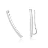 RCJ - 14k White Gold Curved Tube Polished Earrings - One Size - Silver