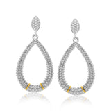 18 k Yellow Gold & Sterling Silver Diamond Accented Graduated Popcorn Earrings