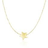 RCJ - 14k Yellow Gold Necklace with Shiny Puffed Sliding Star Charm - 18 - Gold