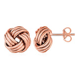 RCJ - Love Knot Post Earrings in 14k Rose Gold - One Size - Pink