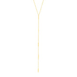 14k Yellow Gold Lariat Necklace with Small Polished Bars