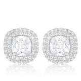 Avera - Cushion Pave Stud Earrings - One Size - Silver