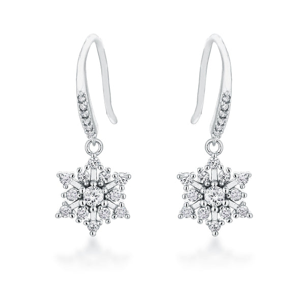 Dainty Snowflake Drop Earrings