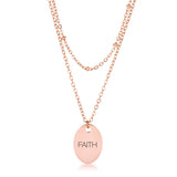 Double Chain FAITH Necklace Rose Gold