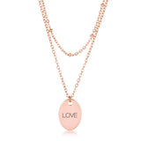 Double Chain LOVE Necklace Rose Gold