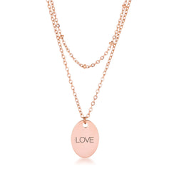 Double Chain LOVE Necklace Rose Gold