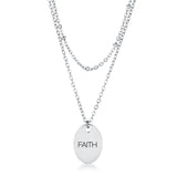 Double Chain FAITH Necklace SIlver