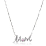 Avera - Avera Sparkling Mom Script Pendant Necklace in Silver - One Size - Silver