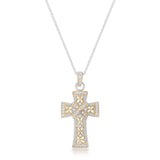 Avera - Avera Elegant Cross Pendant In Pink Finish - One Size - Pink