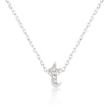 Avera Micro-Pave Initial T Pendant in Sterling Silver